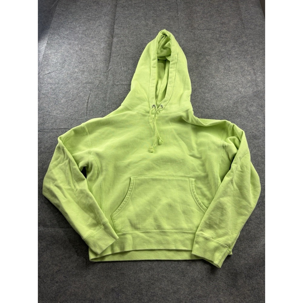 Champion Reverse Weave Hoodie Women's L Lime Green Hooded Pockets Sweatshirt